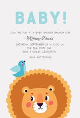 Lion and Bird - Baby Shower Invitation